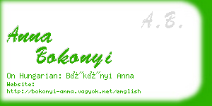 anna bokonyi business card